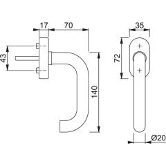 Fenstergriff Paris E038/UD9056 VA F69-S/matt SecuSan® 32-42mm
