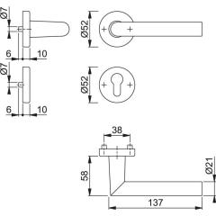 Rosettengrt.Ams.1400/42H/42HKVS Alu.F1 rd.PZ DIN L/R D/D HOPPE