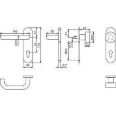 Kurzschildgarnitur NW-411-3 VA ma PZ Wechselgrt.TECWERK