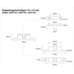 Doppelkugelschnäpper MS blk 70mm Kugeln u.Federn a.STA M-Beschläge | 24 Stück