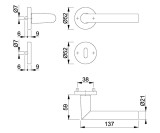 Rosettengarnitur Amsterdam 1400/42KV/42KVS Aluminium F1 rund SK/OL DIN links / rechts D/D HOPPE