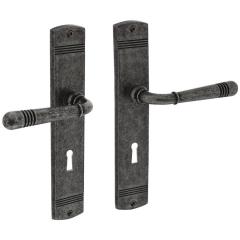 Langschildschildgarnitur Helena Zamak F77 Grau BB 72mm DIN L/R INTERSTEEL