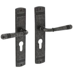 Langschildschildgarnitur Helena Zamak F77 Grau PZ 72mm DIN L/R INTERSTEEL