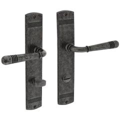 Langschildschildgarnitur Helena Zamak F77 Grau WC 72mm DIN L/R INTERSTEEL