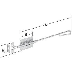 Bolzen-Stangenriegel STA blau verz.L.400mm B.100mm Bolzen-Ø 16mm VORMANN