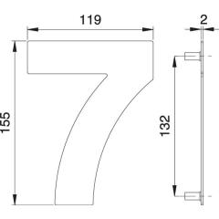Hausnummer Ziffer 7 VA ma 155mm B.119mm EDI