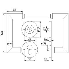 FS-Garnitur NW-443-2 VA 60 D/K TS 40-58mm PZ rd.DIN L/R TECWERK