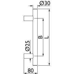 Stoßgriff NW-600-1 VA Farb-Nr.60 A.300mm L.400mm B.30mm TECWERK