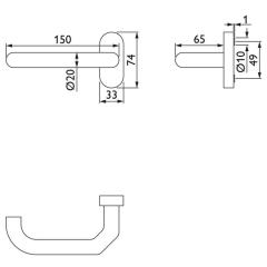 Feuerschutzdrückerlochteil NW- 591-1 VA 60 gekr.4-KT.9mm TECWERK