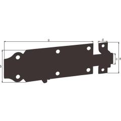 Schlossriegel L.120mm B.44mm ger.STA verzinkt,schwarz ku.-besch.GAH | 10 Stück