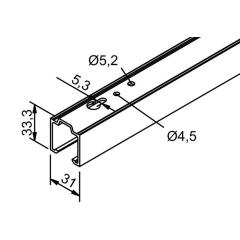 Laufschiene 53/73 Alu.EV1 elox.Lager-L.1300mm Dm.HELM