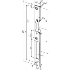 Winkelschließbl.63 B VA B.25mm L.250mm ktg.DIN L ASSA ABLOY