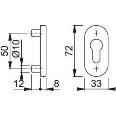 Feuerschutz-Schlüsselrosette FS-E55S VA F69 Schildst.8mm PZ ov.HOPPE