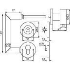FS-Garnitur NW-443-2 VA 60 D/K TS 40-58mm PZ rd.DIN L/R TECWERK