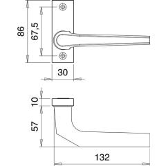 Profiltürdrückerlochteil 1390/0000 Alu.F1 ktg 8mm gekr.EDI