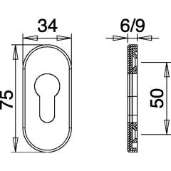 Feuerschutzcliprosette 0813/6 VA EST Ovalrosette Profiltür EDI