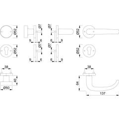 Rosettengrt.San Fran.58/42KV/42KVS/1301 Alu.F1 U-Form PZ DIN L/R fl.D/K HOPPE