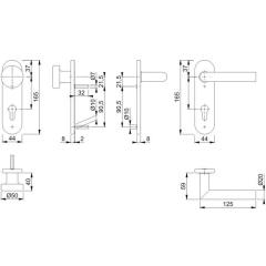 Kurzschildgarnitur Ams.E58/353K/1400Z VA F69 PZ rd Wechselgrt.HOPPE