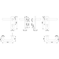 Kurzschildgarnitur Paris E138Z/353K VA F69 PZ rd Drückergrt.HOPPE