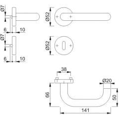 Rosettengrt.Paris E138/42H/42HKVS VA F69 U-Form OB DIN L/R D/D HOPPE