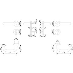 FS-Garnitur Paris FS-E138/42H/42HS VA F69 D/D TS 40-65mm PZ rd.DIN L/R HOPPE