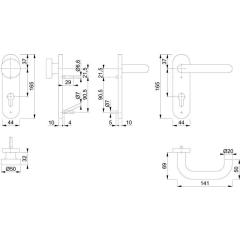 FS-Garnitur Paris FS-E58/353KH/138 VA F69 D/K TS 40-65mm PZ rd DIN L/R HOPPE