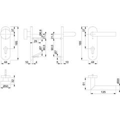 FS-Garnitur Ams.FS-E58/353KH/1400 VA F69 D/K TS 40-65mm PZ rd DIN L/R HOPPE