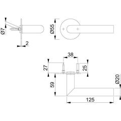 Türdrückerpaar Ams.E1400Z/849N VA F69 m.Drückerrosetten 4-KT.8mm HOPPE