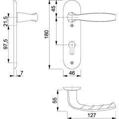 Kurzschildgarnitur NY 1810/273KP Alu.F1 PZ rd Drückergrt.HOPPE