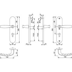 Schutzgarnitur NY 1810H/3331/3410 Alu.F1 92mm 66-76mm HOPPE