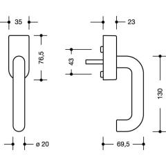 Fenstergriff abschl.111FGA.1 30mm Ku.99 reinweiß 30mm abschl.HEWI