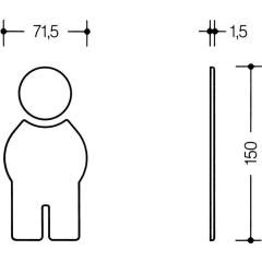 Symbol Mann 710XA.150.1 VA Farb-Nr.XA B.71,5mm H.150mm S.1,5mm HEWI
