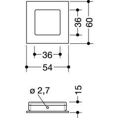 Schiebetürmuschel 544.60 PA 92 grau glänzend quad.f.HLT L.60mm B.60mm HEWI