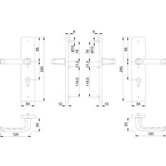 Schutzgarnitur London 113/2221/2210 Alu.F2 92mm 67-77mm HOPPE