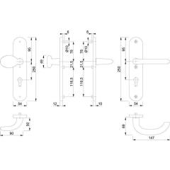 Schutzgarnitur Mar.76G/3331/3410/1138 Alu.F1 92mm 66-76mm HOPPE