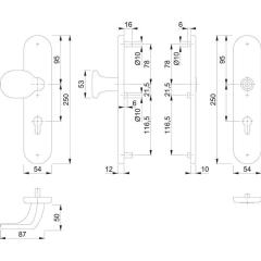 Schutzgarnitur 86G/3331/3310 Alu.F2 72mm 37-47mm HOPPE