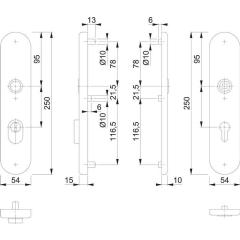 Langschildpaar E3332ZA/3310 F1/silberf.F1 PZ 72mm HOPPE