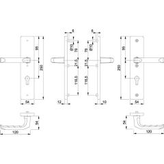 Schutzgarnitur London 113/2221/2410 Alu.F2 72mm 41-46mm HOPPE