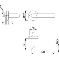Rosettenhalbgarnitur Ams.E1400Z/42H VA F69 4-KT.8mm HOPPE
