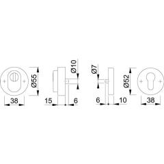 Schutzrosettenpaar E42ZNSB-ZA/42HS VA F69 rd.m.ZA S.15mm HOPPE