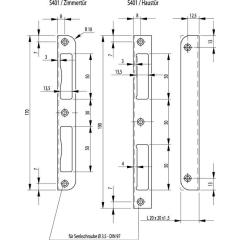 Winkelschließbl.S401 STA silber Winkel B20xL190mm rd.T.20mm DIN L/R BKS