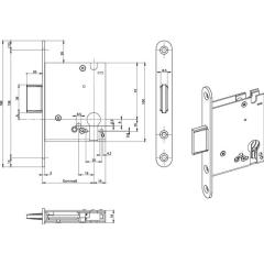Einsteckriegelschloss 1308 PZ20/55mm SP silber rd BKS