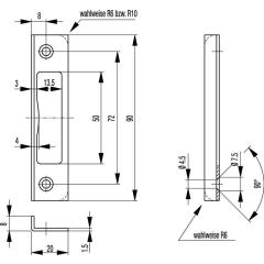 Winkelschließbl.S400 STA silber B.20mm L.90mm ktg.T.8mm BKS