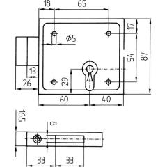 Kastenriegelschloss 150 DIN L/R BB m.Flachschließbl.Dornm.60mm BEVER