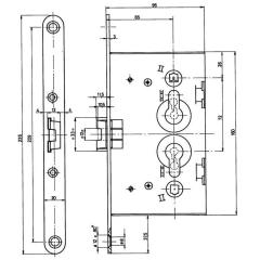 Spezialeinsteckschloss f.Metalltüren PZ 20/65/72/8mm DIN L/R verz.rd BEVER
