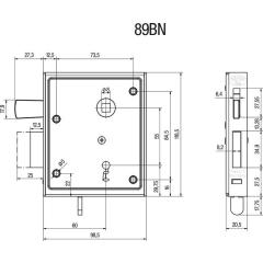Universal-Kastenschloss DIN L/R BB hebende F 60mm BEVER