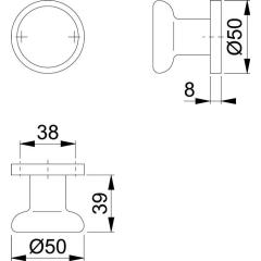 Türknopf 54/11 Alu.F2 ger.HOPPE
