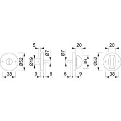Schlüsselrosetten-Paar 42KVS Alu.F2/neusilberfarbig Schildst.9mm SK/OL rd.HOPPE