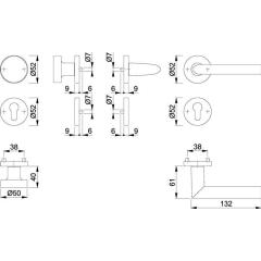 Rosettengrt.Stock.58/42KV/42KVS/1140 Alu.F1 rd.PZ DIN L/R fl.D/K HOPPE