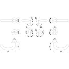 Rosettengrt.Mar.1138/42KV/42KVS Alu.F1 U-Form SK/OL DIN L/R D/D HOPPE